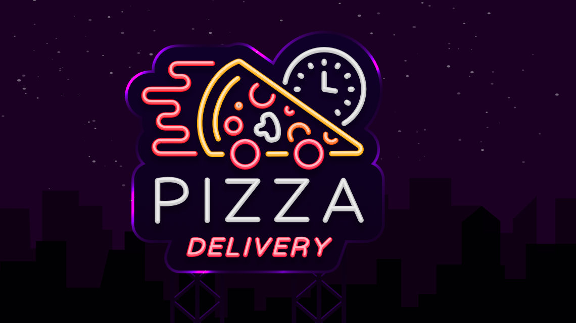 Consegna pizza e pubblicità.